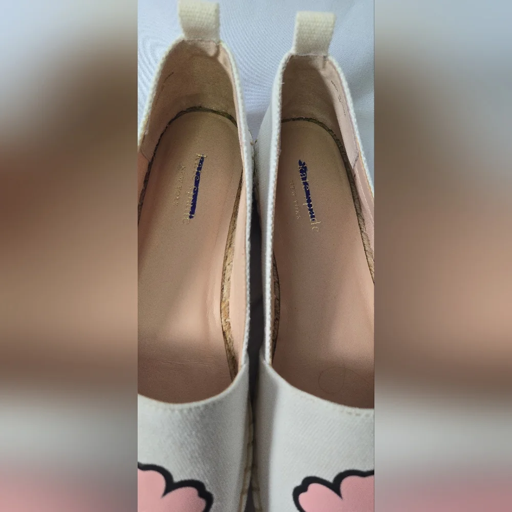 NWOT Kate Spade Gavyn Slip On Floral Espadrille Flat White/Pink Size 9